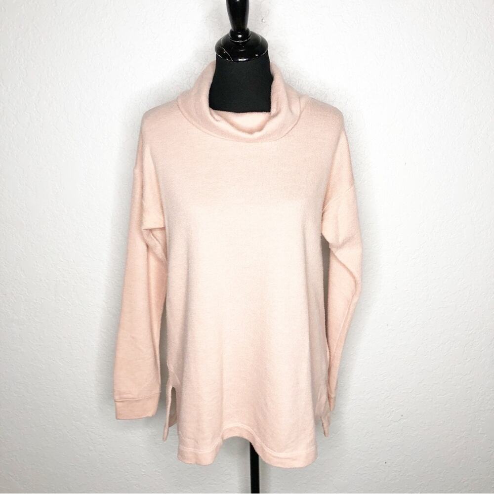 J Crew peach light orange pink cowl neck knit pullover top size Small